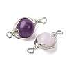 Copper Wire Wrapped Natural Gemstone Connector Charms PALLOY-JF02915-2