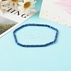 Faceted Rondelle Natural Lapis Lazuli Bead Stretch Bracelets BJEW-JB06383-08-2