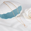 1Pc Zinc Alloy White Enamel Round with Letter Pendant Necklaces NJEW-LP0002-88G-K-3