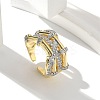 Brass Micro Pave Clear Cubic Zirconia Cuff Finger Rings for Women RJEW-B112-13GP-1