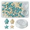 DIY Synthetic Turquoise Turtle & Starfish Stretch Bracelet Making Kits DIY-FS0005-60-2