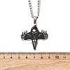 201 Stainless Steel Viking Deer Skull Cross Pendant Twisted Chain Necklaces for Men NJEW-S440-04AS-3