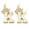 Brass Micro Pave Clear Cubic Zirconia Pendants KK-G498-01K-02-1