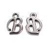 Gunmetal Plated Alloy Letter Pendants PALLOY-P097-03-B-1