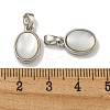 Rack Plating Brass Pave Natural White Shell Oval Charms KK-U025-07P-01-3