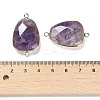Natural Amethyst Faceted Connector Charms G-F763-02G-04-3