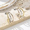304 Stainless Steel Triple C-Shaped Stud Earrings for Women EJEW-C096-68M-02-1