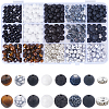 DIY Round Natural Obsidian &  Agate & Lava Rock & Tiger Eye & Synthetic Howlite Jewelry Making Findings Beads Kits DIY-SC0027-48-1