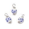 10Pcs Handmade Flower Printed Porcelain Pendants PALLOY-JF04143-01-S-1
