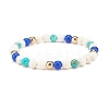 Natural & Synthetic Mixed Gemstome Round Beaded Stretch Bracelet for Women BJEW-JB08284-1