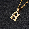 201 Stainless Steel Crystal Rhinestone Initial Pendant Necklaces FS-WG3A711-08-1