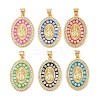 Brass & Shell & Clear Cubic Zirconia Pendants KK-I712-09G-1