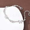 Brass Pave Clear Cubic Zirconia Bowknot and Hollow Moon Link Bracelets BJEW-D387-01P-3