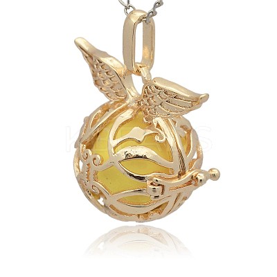 Golden Tone Brass Cage Pendants KK-J213-16G-1