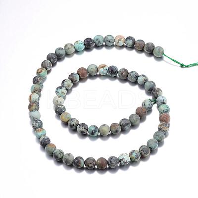 Frosted Natural African Turquoise(Jasper) Round Beads Strands G-D746-8mm-1
