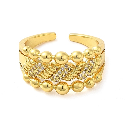 Brass Micro Pave Cubic Zirconia Cuff Rings RJEW-P102-11G-1