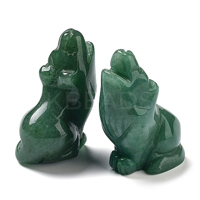 Natural Green Aventurine Wolf Figurine Display Decorations G-PW0007-013F-1