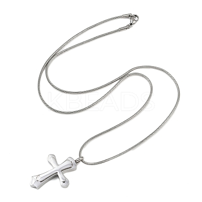 304 Stainless Steel Cross Pendant Pet Urn Ashes Necklaces LS-NJEW-S455-02P-1