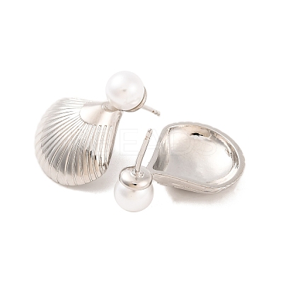 Brass Stud Earrings EJEW-U015-14P-1