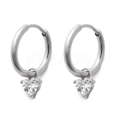 304 Stainless Steel Micro Pave Cubic Zirconia Hoop Earrings STAS-R004-03P-02-1