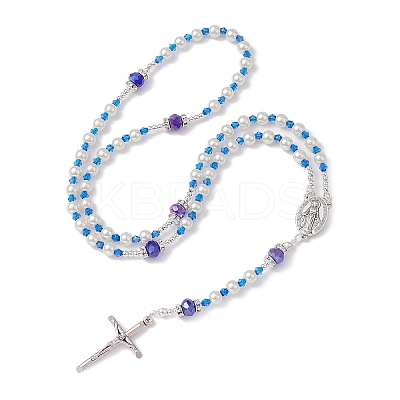Acrylic & Glass Rosary Bead Necklaces NJEW-JN04605-1