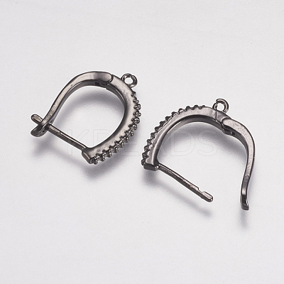 Brass Micro Pave Cubic Zirconia Earring Findings ZIRC-E143-48B-1