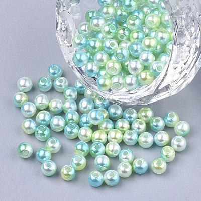Rainbow ABS Plastic Imitation Pearl Beads OACR-Q174-10mm-03-1