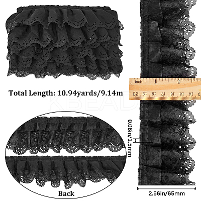3-Layer Pleated Chiffon Flower Lace Trim OCOR-GF0003-26A-1