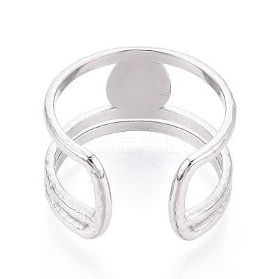 304 Stainless Steel Cuff Rings Components STAS-N113-04P-1