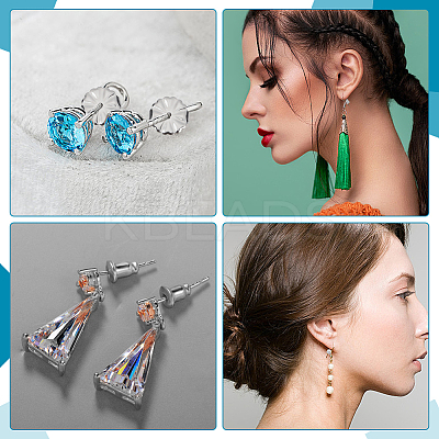 6 Styles 304 Stainless Steel & Silicone & 316 Surgical Stainless Steel Ear Nuts STAS-ME0001-01-1