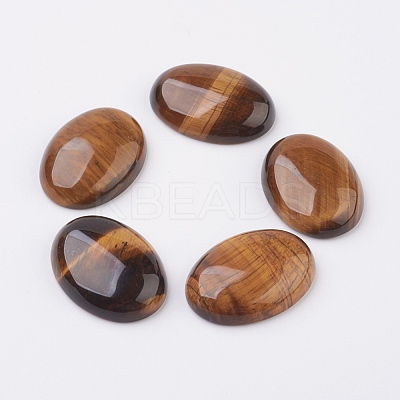 Natural Tiger Eye Flat Back Cabochons X-G-G741-10x14mm-01-1