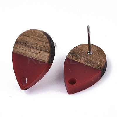 Resin & Walnut Wood Stud Earring Findings MAK-N032-002A-B04-1