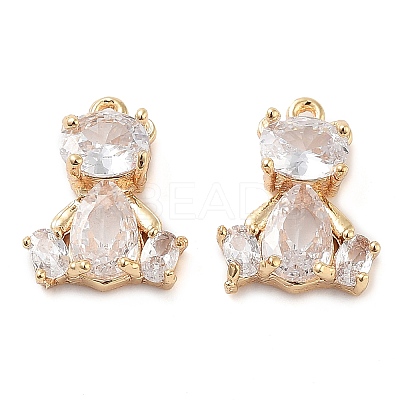 Brass Micro Pave Clear Cubic Zirconia Charms KK-U028-11G-1