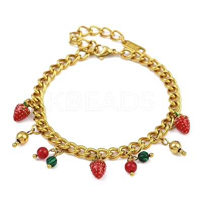 304 Stainless Steel Enamel Charm Bracelets BJEW-C113-03G-1