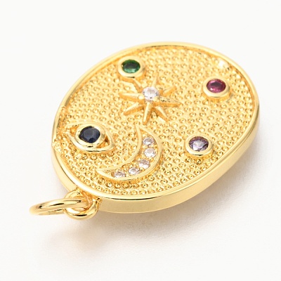 Brass Micro Pave Colorful Cubic Zirconia Pendants ZIRC-J024-04G-1