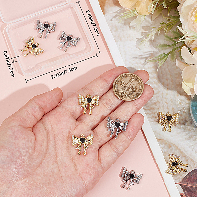 12Pcs 2 Colors Alloy Micro Pave Cubic Zirconia Charms FIND-BBC0003-42-1