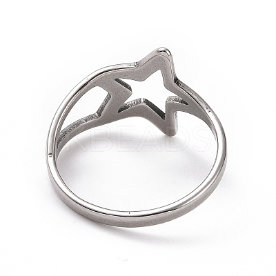 Non-Tarnish 201 Stainless Steel Star Finger Ring RJEW-J051-21P-1