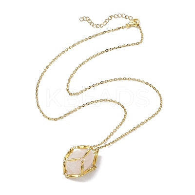 Crystal Stone Cage Pendant Necklaces NJEW-JN04760-02-1