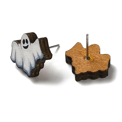 Wood Stud Earrings EJEW-Z054-02I-1