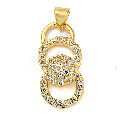 Rack Plating Brass Micro Pave Cubic Zirconia Pendants KK-Z063-43G-1