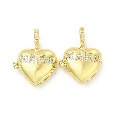 Mother's Day Brass Micro Pave Clear Cubic Zirconia Locket Pendants KK-H441-44LG-1
