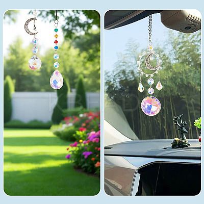 3Pcs 3 Styles Crystal Glass Hanging Sun Catcher HJEW-TADJ0001-03-1