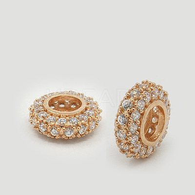 Brass Cubic Zirconia European Beads ZIRC-F001-102RG-1