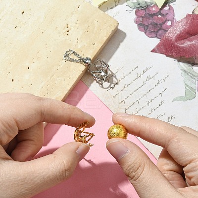 2Pcs 2 Colors Brass Pearl Cage Pendant Mounting KK-CJ0002-15-1
