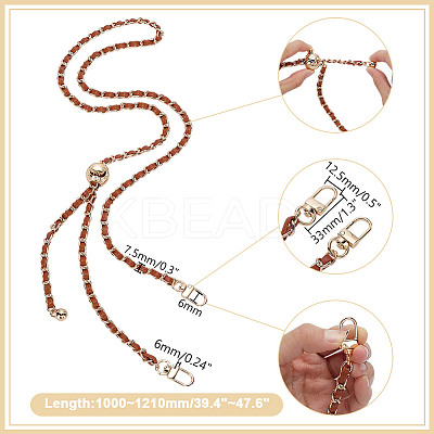 PU Leather & Piatinum Alloy Handbag Chain Straps PURS-WH0008-01G-03-1