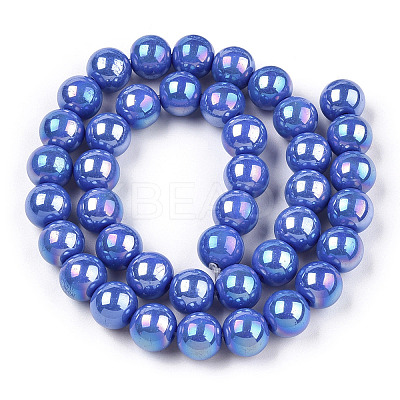 Electroplate Opaque Glass Beads Strands GLAA-T032-P6mm-AB11-1