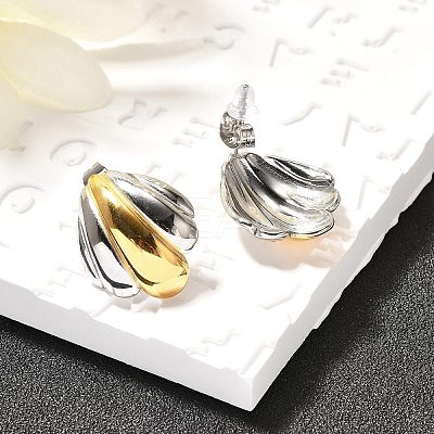 304 Stainless Steel Two Tone Stud Earrings EJEW-F355-04GP-02-1