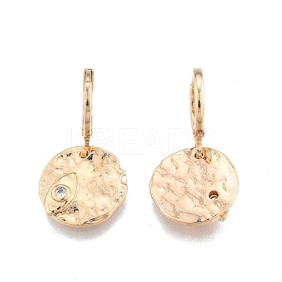 Clear Cubic Zirconia Horse Eye Dangle Leverback Earrings EJEW-N012-66-1