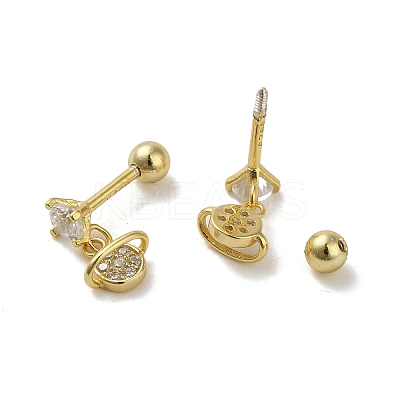 925 Sterling Silver Micro Pave Cubic Zirconia Earrings for Women EJEW-E307-10G-1