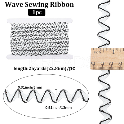 24.5~25 yards Two Tone Polyester Wave Lace Trim Ribbon OCOR-GF0004-35C-1